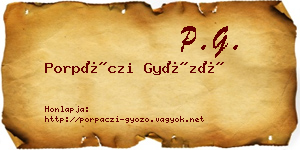 Porpáczi Győző névjegykártya